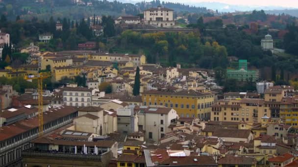 Szép légi felvétel Florence Duomo, Cathedral Santa Maria del Fiore megfigyelési platformról. — Stock videók