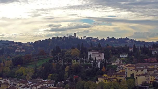 フィレンツェのヴェッキオ宮殿の展望台からの美しい空中ビュー. — ストック動画