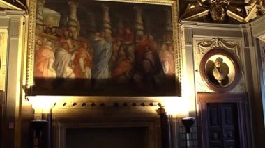 Florence, İtalya - Kasım 2016: Palazzo Vecchio, güzel iç.