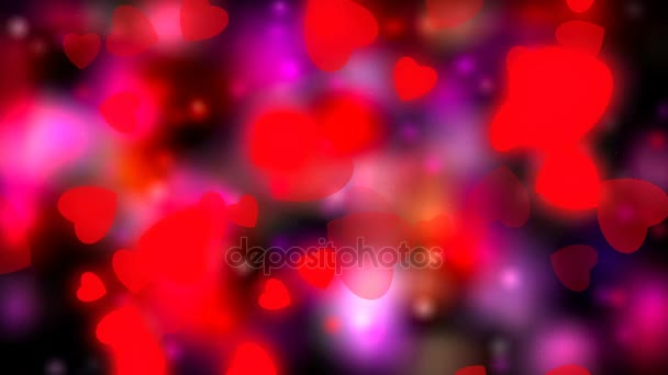 Valentines hari dan pernikahan latar belakang abstrak, terbang hati merah dan partikel. Simbol cinta, gairah dan pernikahan . — Stok Video