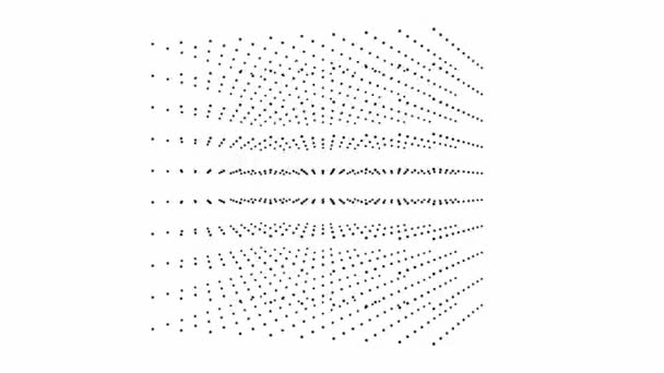 3d κύβο από μαύρο σωματίδια περιστρεφόμενη από αριστερά προς τα δεξιά σε λευκό φόντο — Αρχείο Βίντεο