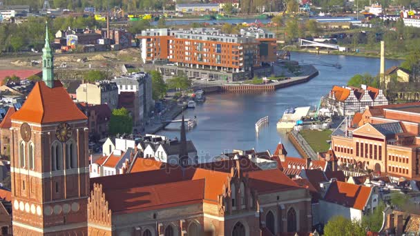 Gdansk, Polonya: Gdansk, havadan panoramik görünümü. — Stok video