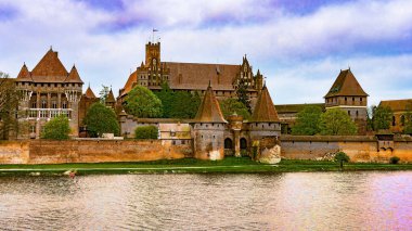 Malbork, Polonya, Marienburg Kalesi Panoraması.