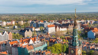 Gdansk, Polonya: Gdansk, havadan panoramik görünümü.