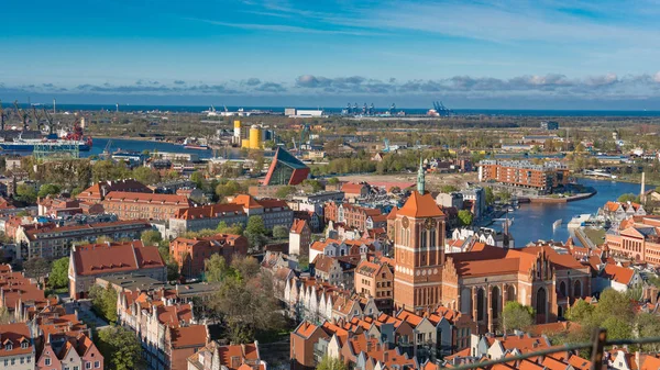 Gdańsk: Aerial panoramę Gdańska. — Zdjęcie stockowe