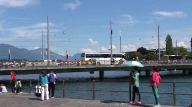 Lucerne, İsviçre - 04 Temmuz 2017: Görünüm tarihi Lucerne Şehir Merkezi, İsviçre. Dört kanton canton Lucerne ve aynı adı taşıyan İlçe parçası başkentidir.