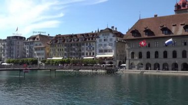 Lucerne, İsviçre - 04 Temmuz 2017: Görünüm tarihi Lucerne Şehir Merkezi, İsviçre. Dört kanton canton Lucerne ve aynı adı taşıyan İlçe parçası başkentidir.