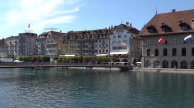 Lucerne, İsviçre - 04 Temmuz 2017: Görünüm tarihi Lucerne Şehir Merkezi, İsviçre. Dört kanton canton Lucerne ve aynı adı taşıyan İlçe parçası başkentidir.