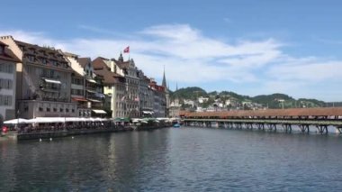 Lucerne, İsviçre - 04 Temmuz 2017: Görünüm tarihi Lucerne Şehir Merkezi, İsviçre. Dört kanton canton Lucerne ve aynı adı taşıyan İlçe parçası başkentidir.