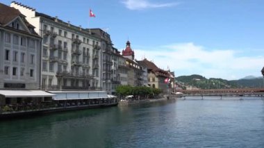 Lucerne, İsviçre - 04 Temmuz 2017: Görünüm tarihi Lucerne Şehir Merkezi, İsviçre. Dört kanton canton Lucerne ve aynı adı taşıyan İlçe parçası başkentidir.