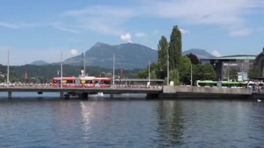 Lucerne, İsviçre - 04 Temmuz 2017: Görünüm tarihi Lucerne Şehir Merkezi, İsviçre. Dört kanton canton Lucerne ve aynı adı taşıyan İlçe parçası başkentidir.