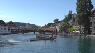 Lucerne, İsviçre - 04 Temmuz 2017: Görünüm tarihi Lucerne Şehir Merkezi, İsviçre. Dört kanton canton Lucerne ve aynı adı taşıyan İlçe parçası başkentidir.