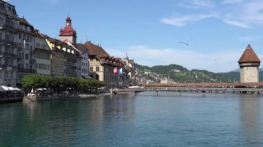 Lucerne, İsviçre - 04 Temmuz 2017: Görünüm tarihi Lucerne Şehir Merkezi, İsviçre. Dört kanton canton Lucerne ve aynı adı taşıyan İlçe parçası başkentidir.