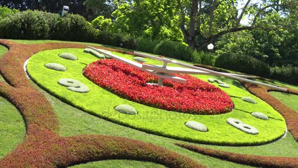 Ženeva, Švýcarsko: Květinové hodiny v Ženevě. — Stock video