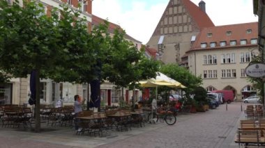 Meissen, Almanya - 04 Temmuz 2017: Görünümünü tarihi Meissen city center, Almanya. Meissen serbest devlet Saksonya, Doğu Almanya'da Elbe Nehri'nin her iki kıyısında bir şehirdir.