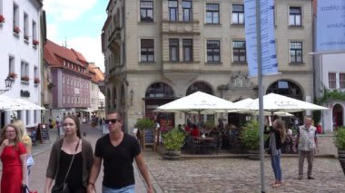 Meissen, Almanya - 04 Temmuz 2017: Görünümünü tarihi Meissen city center, Almanya. Meissen serbest devlet Saksonya, Doğu Almanya'da Elbe Nehri'nin her iki kıyısında bir şehirdir.