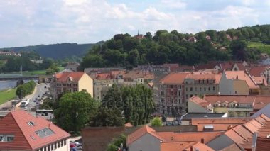 Meissen, Almanya: Panoramik manzaralı tarihi Meissen city center, Almanya. Meissen serbest devlet Saksonya, Doğu Almanya'da Elbe Nehri'nin her iki kıyısında bir şehirdir.