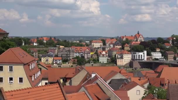 Meissen, Alemania: Vista panorámica del centro histórico de Meissen, Alemania. Meissen es una ciudad en ambas orillas del río Elba en el Estado Libre de Sajonia, en el este de Alemania. . — Vídeo de stock