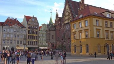 Wroclaw, Polonya - 04 Temmuz 2017: Tarihi Wroclaw city center, Polonya görünümü. Wroclaw tarihsel Silezya ve Aşağı Silezya başkentidir, alt Silesian Voivodeship başkentidir.
