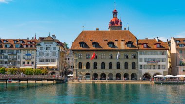 Lucerne, İsviçre - 04 Temmuz 2017: Görünüm tarihi Lucerne Şehir Merkezi, İsviçre. Dört kanton canton Lucerne ve aynı adı taşıyan İlçe parçası başkentidir.