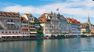 Lucerne, İsviçre - 04 Temmuz 2017: Görünüm tarihi Lucerne Şehir Merkezi, İsviçre. Dört kanton canton Lucerne ve aynı adı taşıyan İlçe parçası başkentidir.