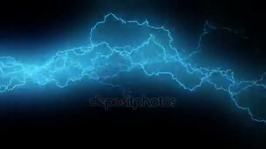 Elektrik parazit. Arka plan ile elektrik kemerler. Gerçekçi yıldırımlar. Fırtına yıldırım yanıp sönen ile. Döngü sorunsuz imkanı. Mavi.