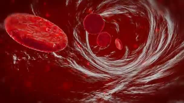 3D blood cells traveling through a vein. Red blood cells flowing in artery. Inside a human blood vessel scientific animation. — Stock Video