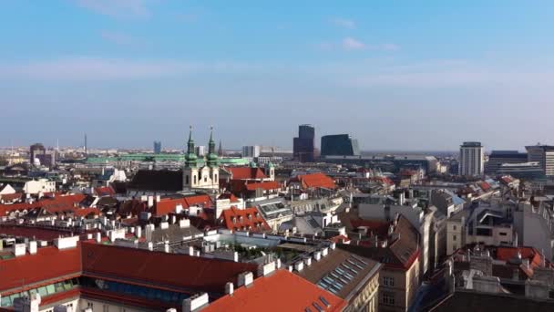 Vienna skyline, Österrike. Flygfoto av Wien. Österrike. Wien Wien är huvudstad och största stad i Österrike och en av de 9 staterna av Österrike. — Stockvideo