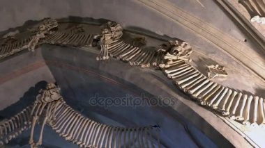 Mezarda, Kostnice, Çek Cumhuriyeti, Kutna Hora Kutna Hora, Çek Cumhuriyeti - Ekim, 2017: iç. İnsan iskeleti, kafatasları ve kemikleri.