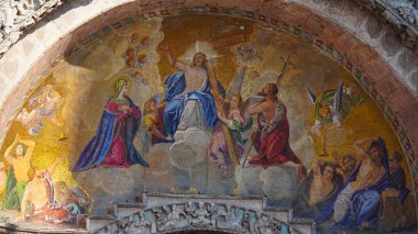 Saint Mark's Basilica Venedik, İtalya. Mimari Detaylar Saint Mark's Bazilikası, Venedik, İtalya. Aziz Mark'ın Altın Aslan, Serenissima Venedik Cumhuriyeti sembolü