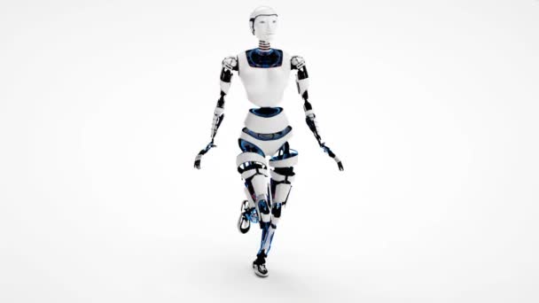 Sexig robot android kvinna promenader. Sci-Fi eleganta robotic gir. Söt robot kvinna. — Stockvideo