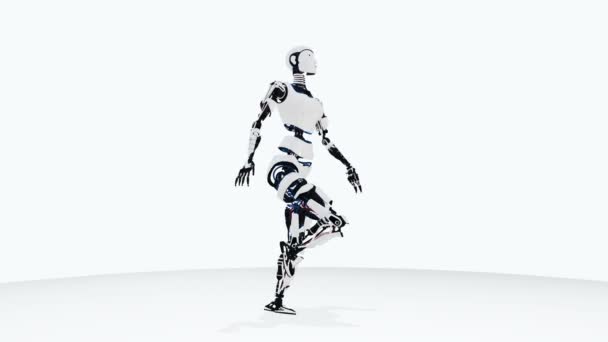 Sexig robot android kvinna promenader. Sci-Fi snygg robot girl. Söt robot kvinna. CG animation. — Stockvideo