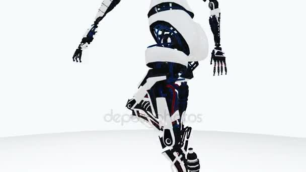 Robot sexy android donna a piedi. Fantascienza elegante ragazza robotica. Bella donna robot. Animazione CG . — Video Stock