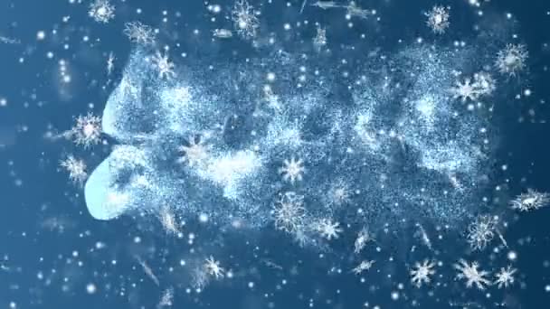 Nouvel An 2018 à partir de flocons de neige sur un fond bleu. Noël et Nouvel An sans couture boucle animation . — Video