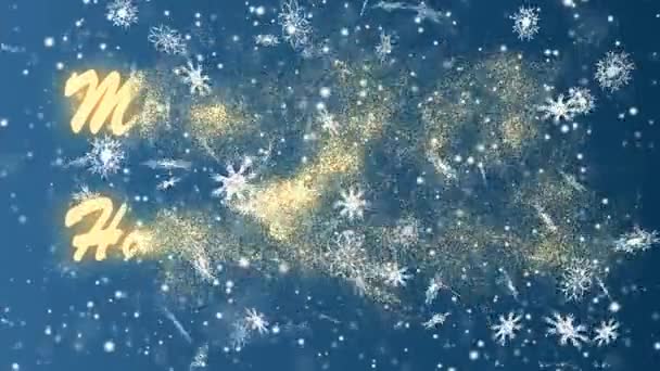 Buon Natale e felice anno nuovo dai fiocchi di neve su uno sfondo blu. Natale e Capodanno animazione loop senza soluzione di continuità . — Video Stock