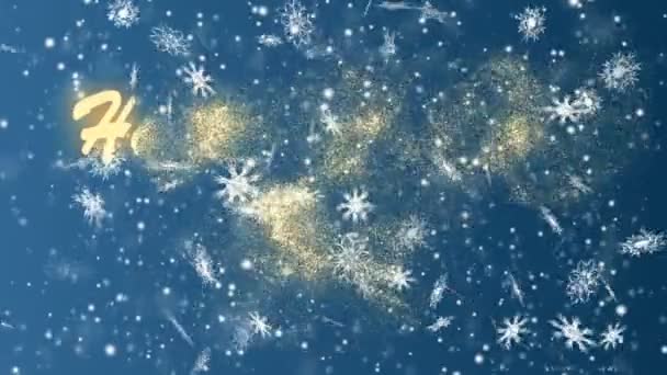 青色の背景に雪の結晶から幸せな新しい年 2018 年。クリスマスと新年のシームレスなループ アニメーション. — ストック動画