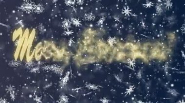 Mutlu Noeller diler mavi bir arka plan üzerinde kar taneleri. Noel ve yeni yıl animasyon döngü sorunsuz.