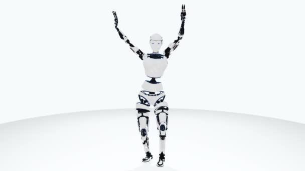 Sexy robot android umělé inteligence ženy tančí. Stylová robotické holka Sci-Fi. Roztomilý robot žena.