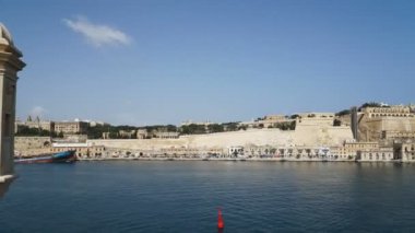 Akdeniz, Valletta ve Malta Island Fort Saint Angelo dan Timelapse görünümünü..