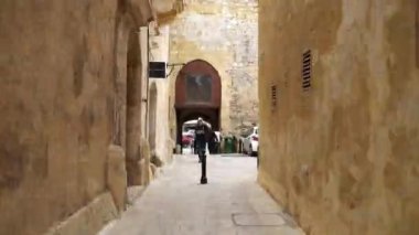 Valletta - Malta, Nisan, 2018: Akdeniz, Valletta ve Malta Adası üzerinden su taksi görünümünü.