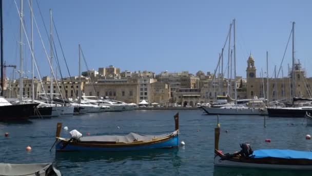 Valletta Malta Abril 2018 Barcos Las Literas Birgu Malta — Vídeos de Stock