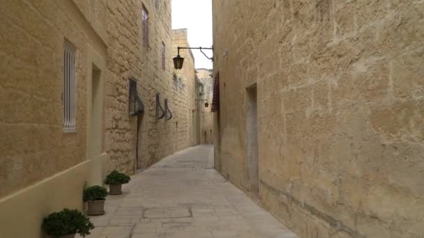 Spaziergang Durch Die Mittelalterlichen Gassen Der Alten Mdina Malta — Stockvideo