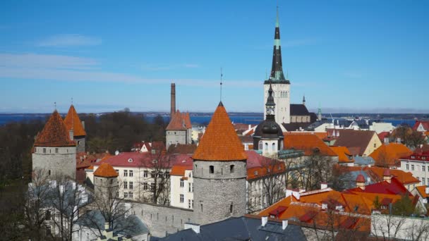 Panorama Lapso Tiempo Del Casco Antiguo Tallin Estonia — Vídeos de Stock