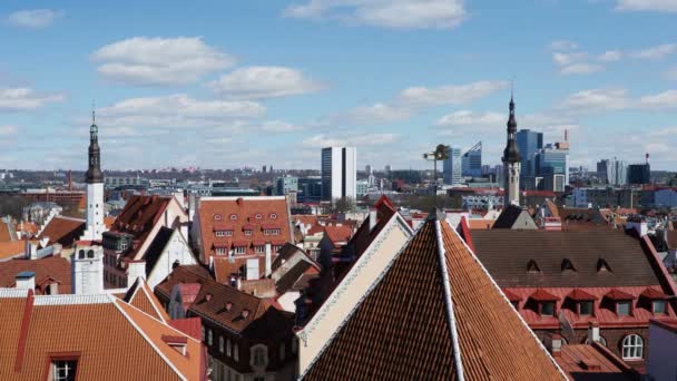Tijd Lapse Panorama Van Oude Binnenstad Van Tallinn Estland — Stockvideo