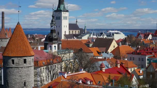 Панорама Старого Города Таллинна Эстония — стоковое видео