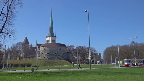 Tallinn Estonia May 2018 Berjalan Menyusuri Jalan Kota Tua Tallinn — Stok Video
