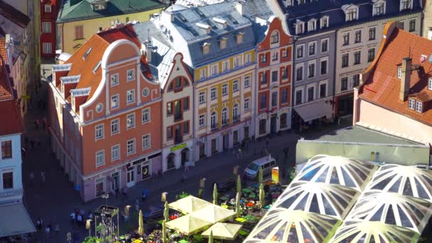 Luftaufnahme Der Riga Blick Auf Riga Vom Turm Der Peterskirche — Stockvideo