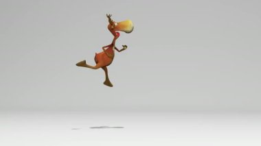 Komik çılgın Noel Baba ve geyik hediyelerle kızağa biniyor. Noel ve Yeni Yıl konsepti. Kusursuz döngü. Alfa kanalıyla.