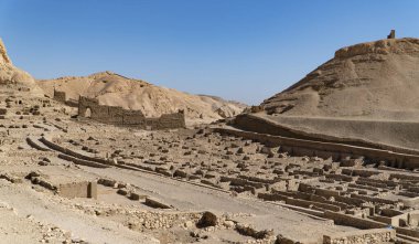 Luxor, Egypt: Deir el-Medina, is an ancient Egyptian village which was home to the artisans who worked on the tombs in the Valley of the Kings during the 18th to 20th dynasties of the New Kingdom of Egypt