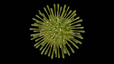 Corona virüsü. Mikroskop altında virüsler. İnsan bağışıklık sistemi virüsü ekranda dolaşıyor. Bakteri virüsü ya da mikroorganizma hücreleri mikroskop altında. 3 boyutlu hazırlama mikrobu. Kusursuz döngü. 3d oluşturma